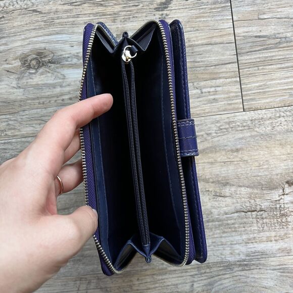 Coach Wallet Signature IKAT Scribble Print Accordion Large White Pink Blue - Picture 5 of 8